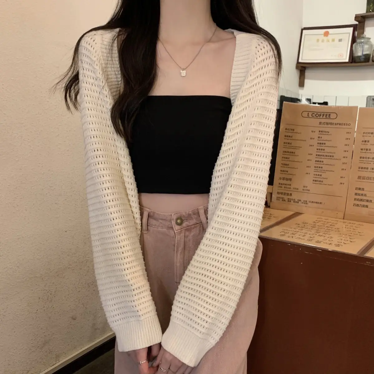 Korean Fashion Loose Hollow Knitted Cardigan Sunscreen 2025 — feature 23