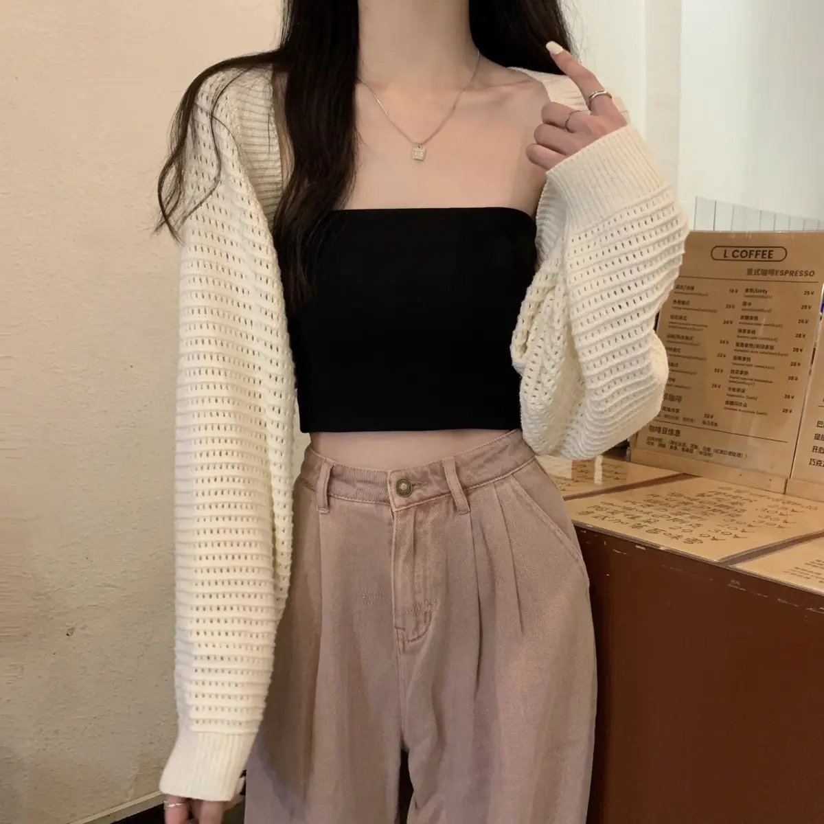 Korean Fashion Loose Hollow Knitted Cardigan Sunscreen 2025 — feature 24