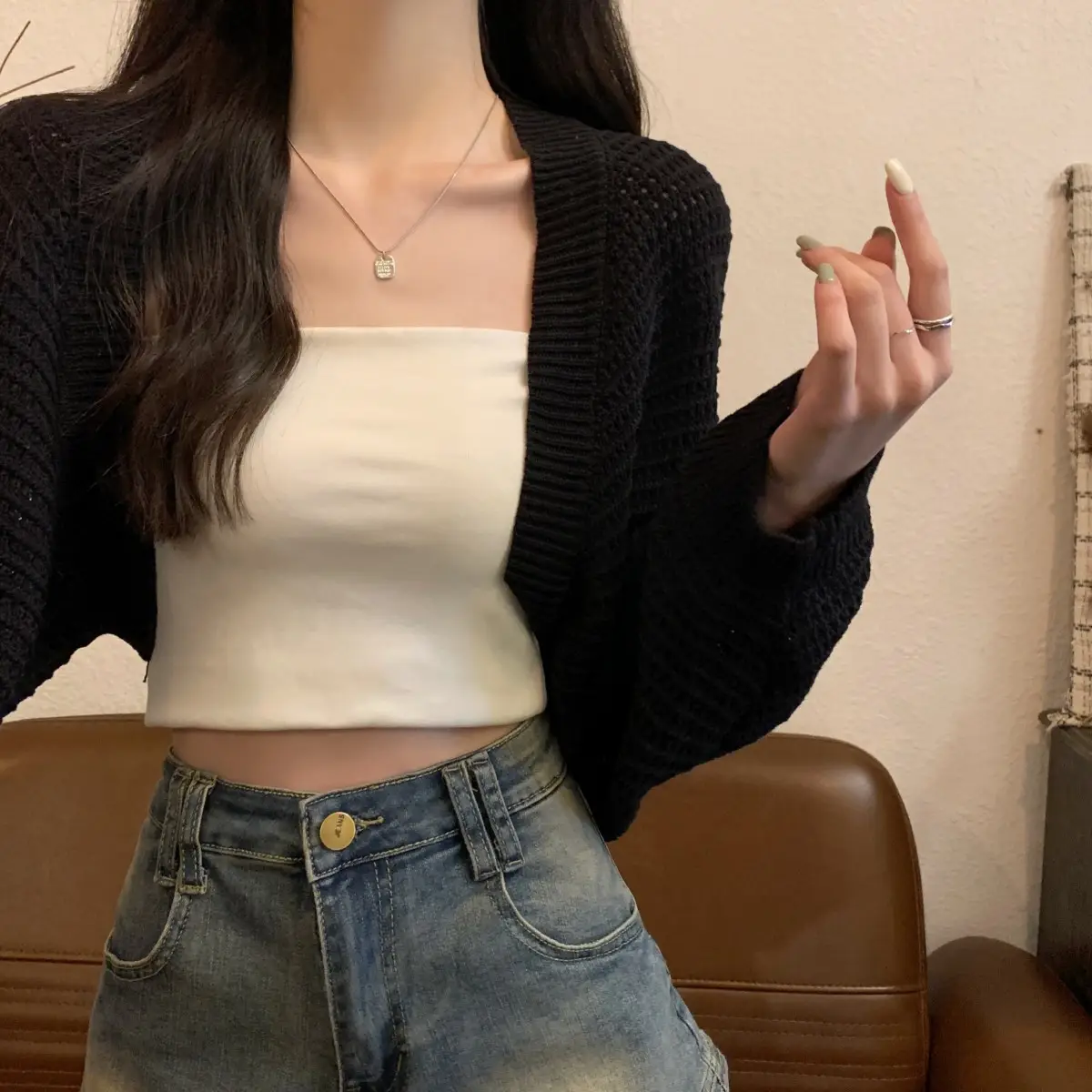 Korean Fashion Loose Hollow Knitted Cardigan Sunscreen 2025 — feature 26
