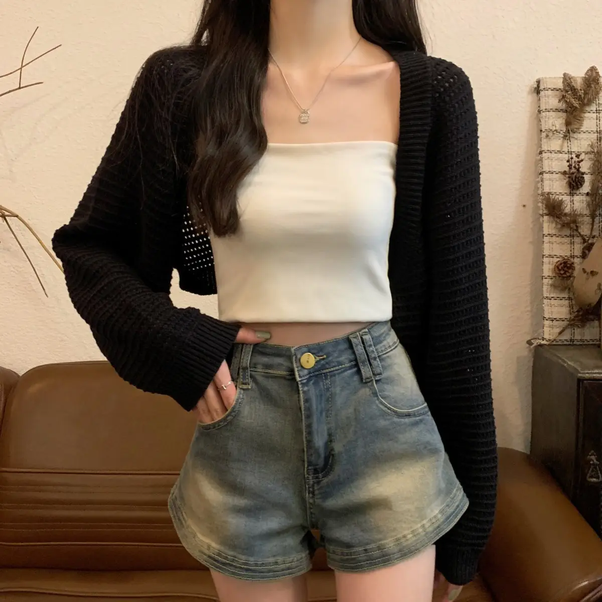 Korean Fashion Loose Hollow Knitted Cardigan Sunscreen 2025 — feature 27