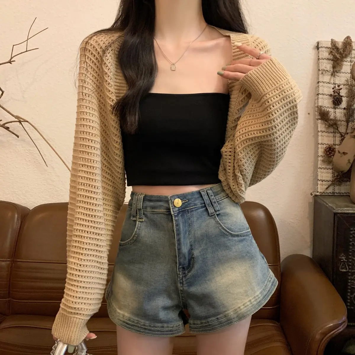 Korean Fashion Loose Hollow Knitted Cardigan Sunscreen 2025 — feature 3