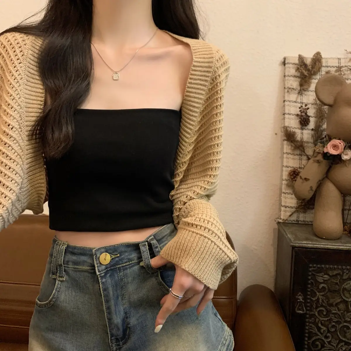 Korean Fashion Loose Hollow Knitted Cardigan Sunscreen 2025 — feature 5