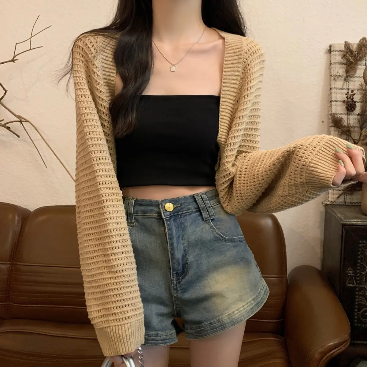Korean Fashion Loose Hollow Knitted Cardigan Sunscreen 2025 — feature 6
