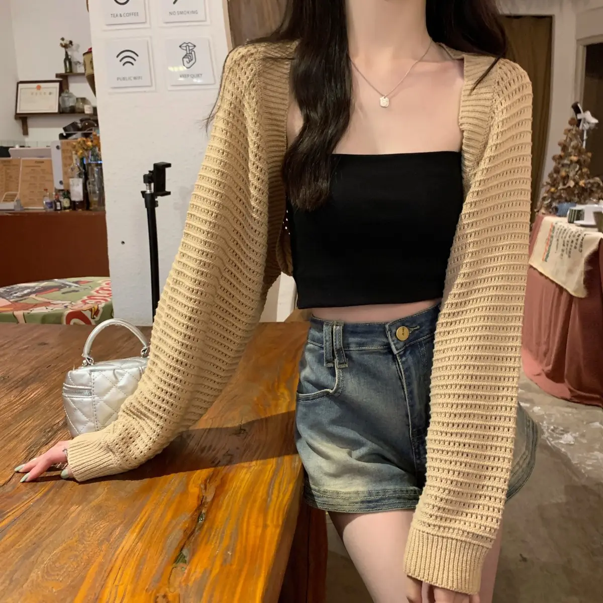 Korean Fashion Loose Hollow Knitted Cardigan Sunscreen 2025 — feature 7