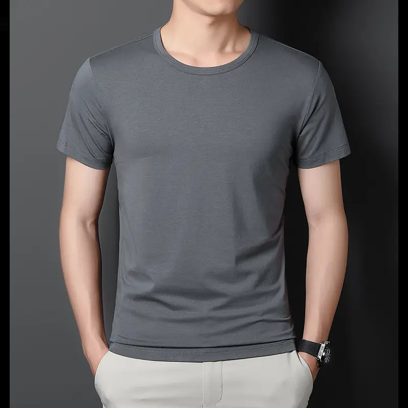 Men V-Neck T-Shirt Brown Modal 2025 - Image 10