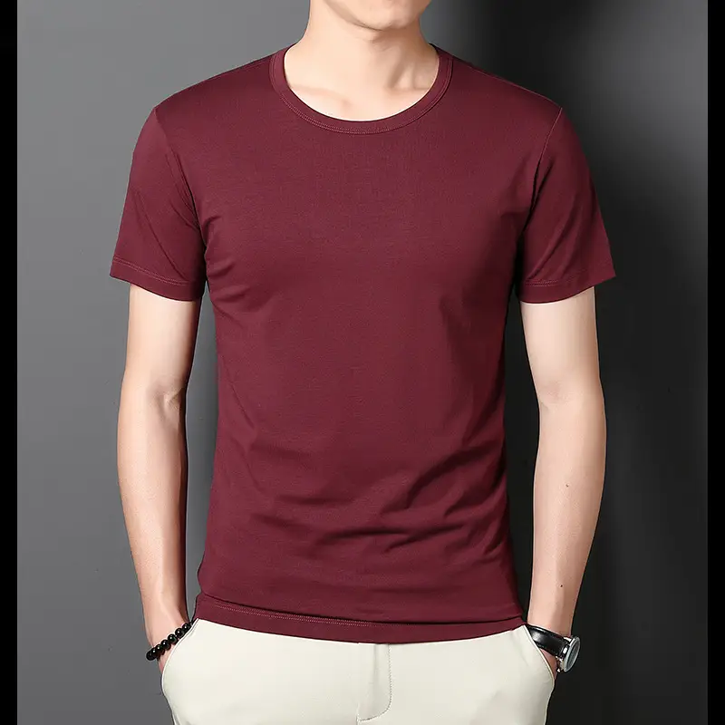 Men V-Neck T-Shirt Brown Modal 2025 - Image 11