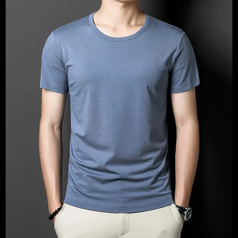 Men V-Neck T-Shirt Brown Modal 2025 - Image 12