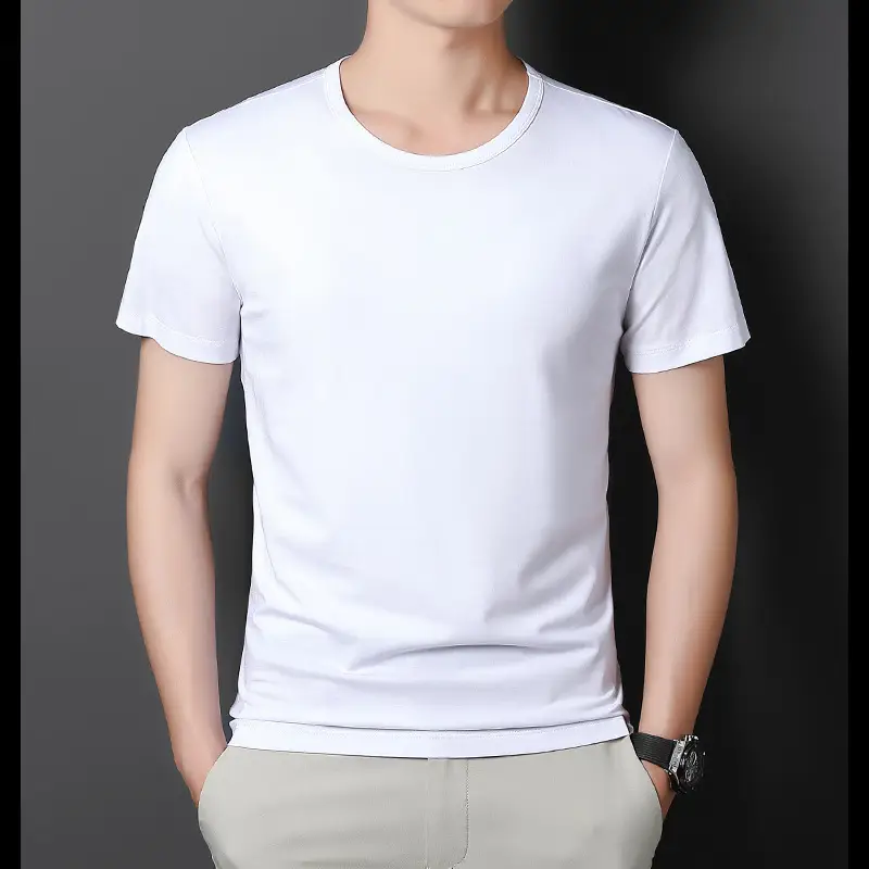 Men V-Neck T-Shirt Brown Modal 2025 - Image 2