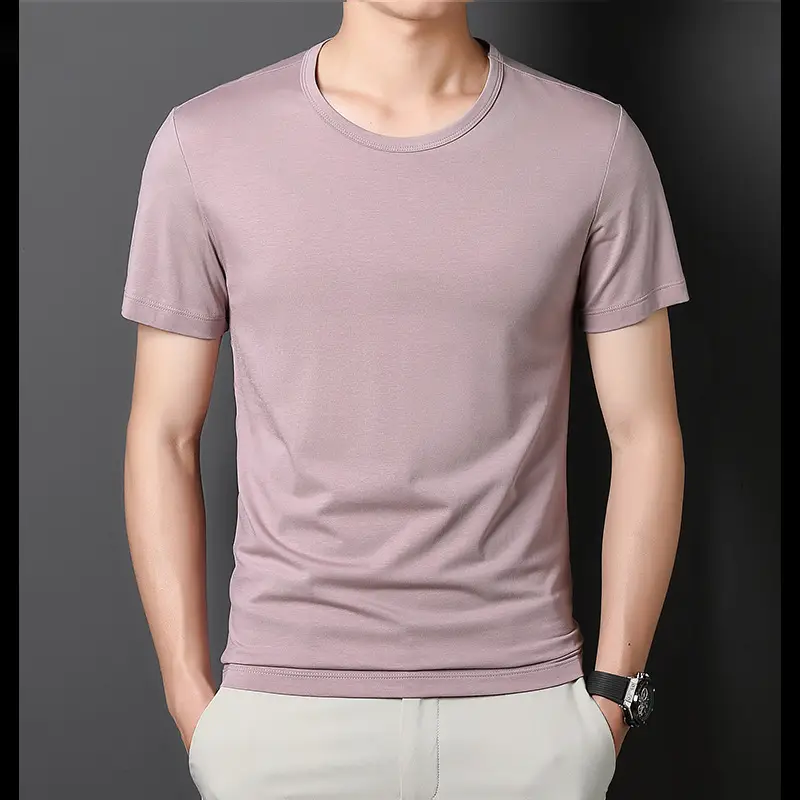 Men V-Neck T-Shirt Brown Modal 2025 - Image 4