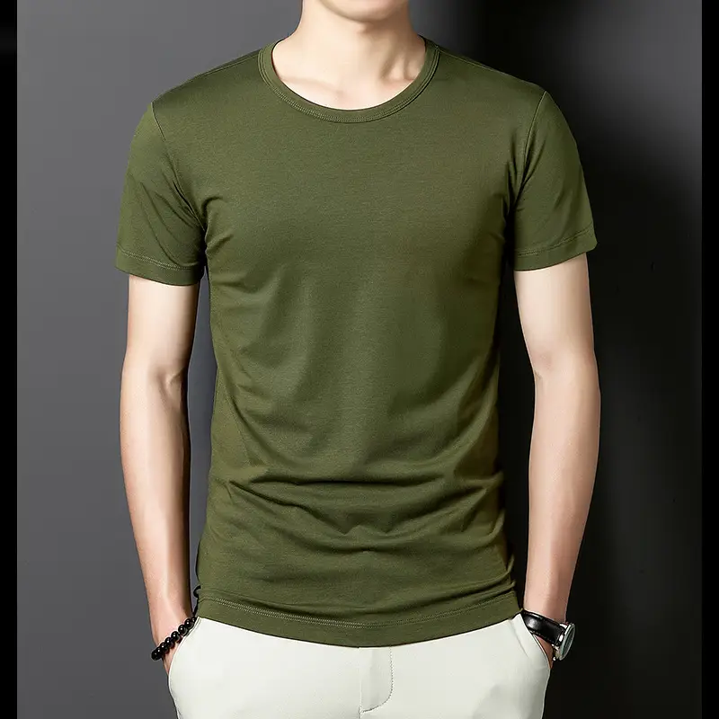 Men V-Neck T-Shirt Brown Modal 2025 - Image 5