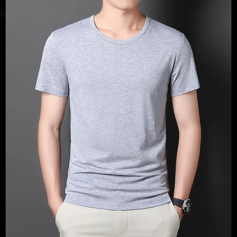 Men V-Neck T-Shirt Brown Modal 2025 - Image 8