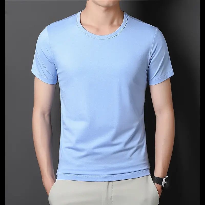 Men V-Neck T-Shirt Brown Modal 2025 - Image 9
