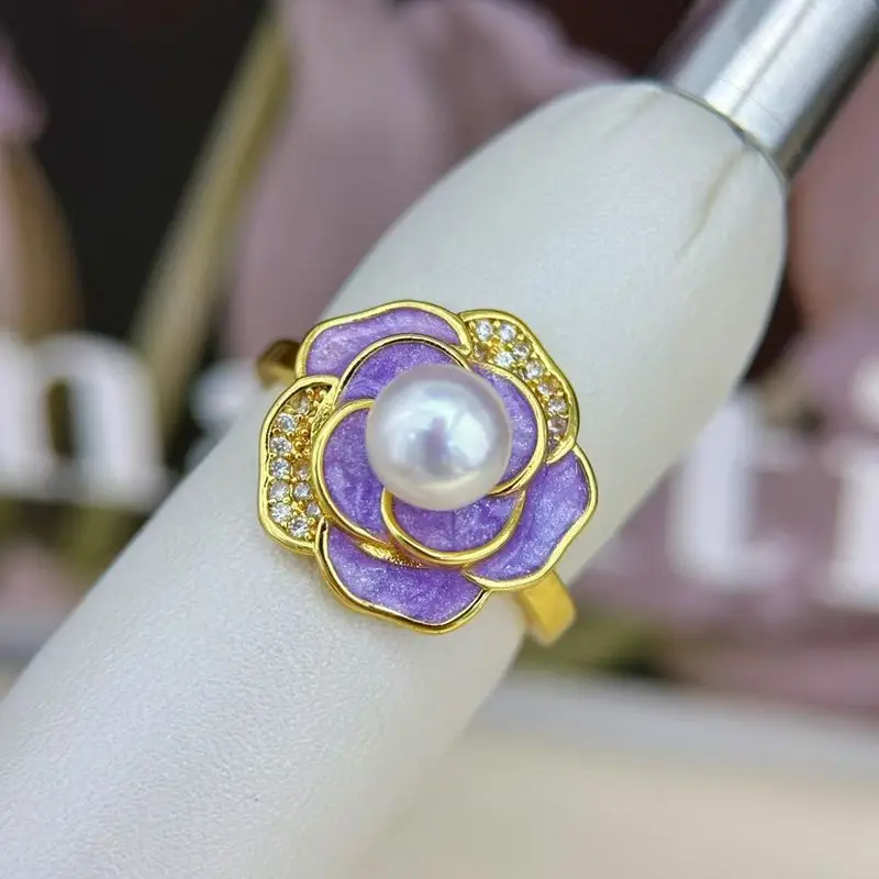 Natural Pearl Earrings S925 Sterling Silver White Camellia High-End