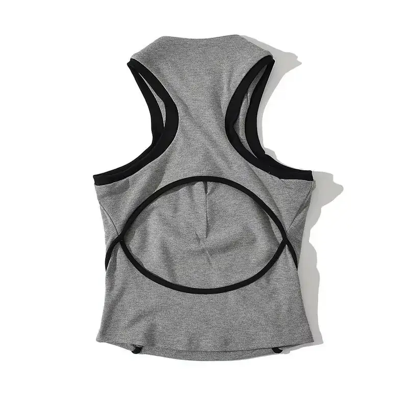 Women's Grey Color-blocked Sleeveless Vest 2023 - Image 4