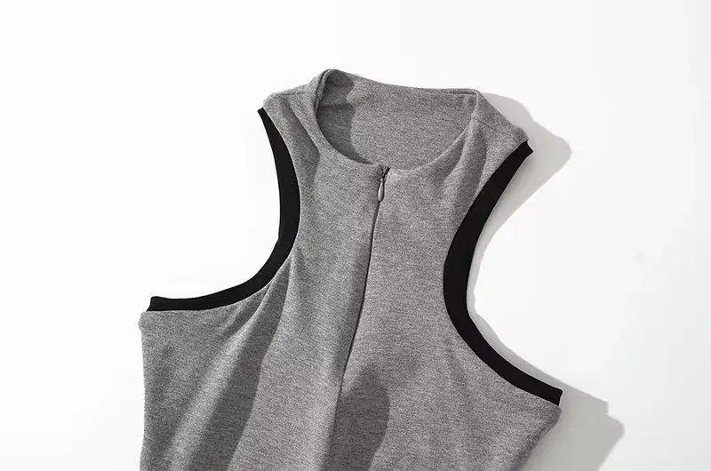 Women's Grey Color-blocked Sleeveless Vest 2023 — feature 6