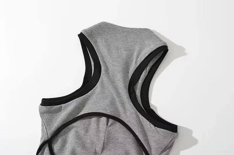 Women's Grey Color-blocked Sleeveless Vest 2023 — feature 9