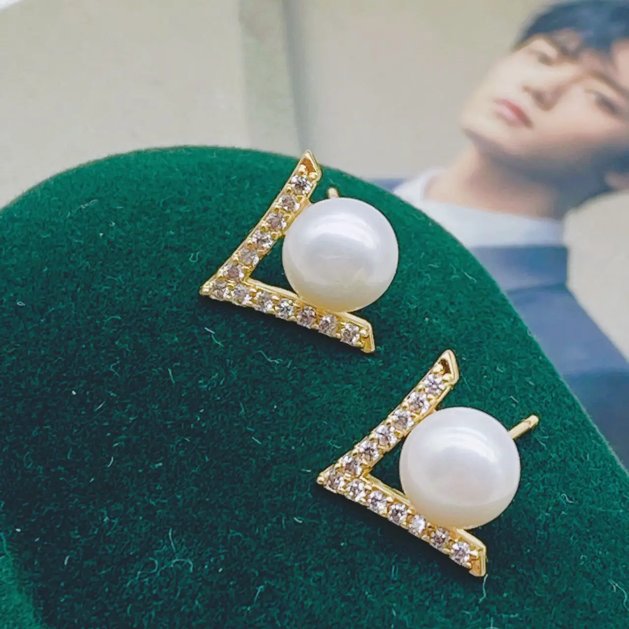 Natural Pearl Earrings Gold Plated Joker Fashion - Image 9
