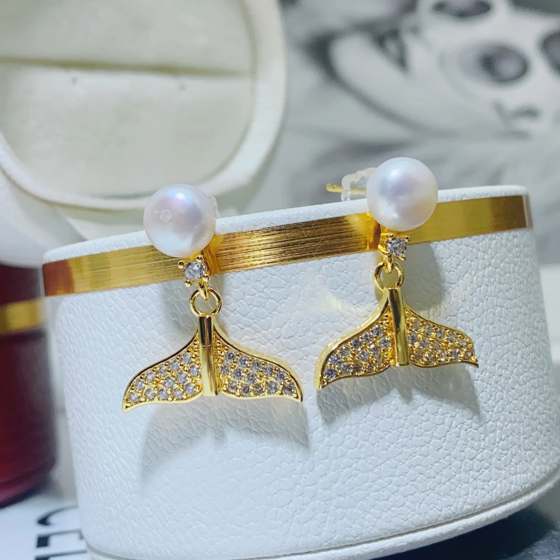 Natural Pearl Earrings Gold Plated Joker Fashion - Image 19