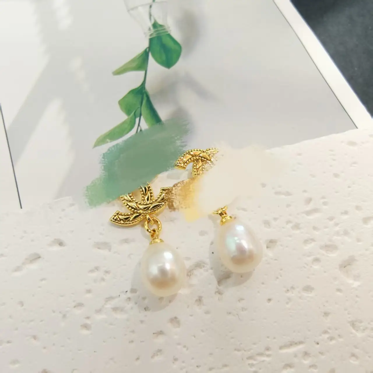 Natural Pearl Earrings Gold Plated Joker Fashion - Image 42