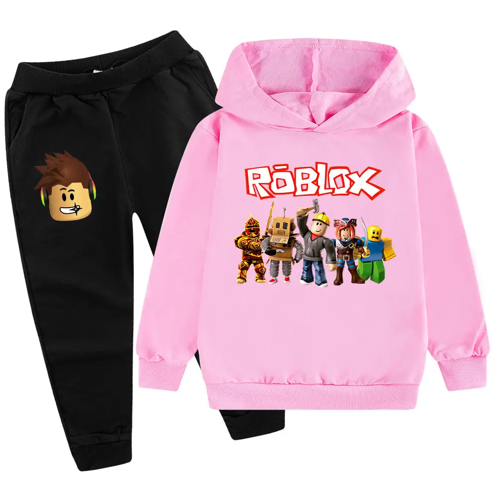 Roblox Kids Hoodie Pants Set Green Black Cartoon Print - Image 5