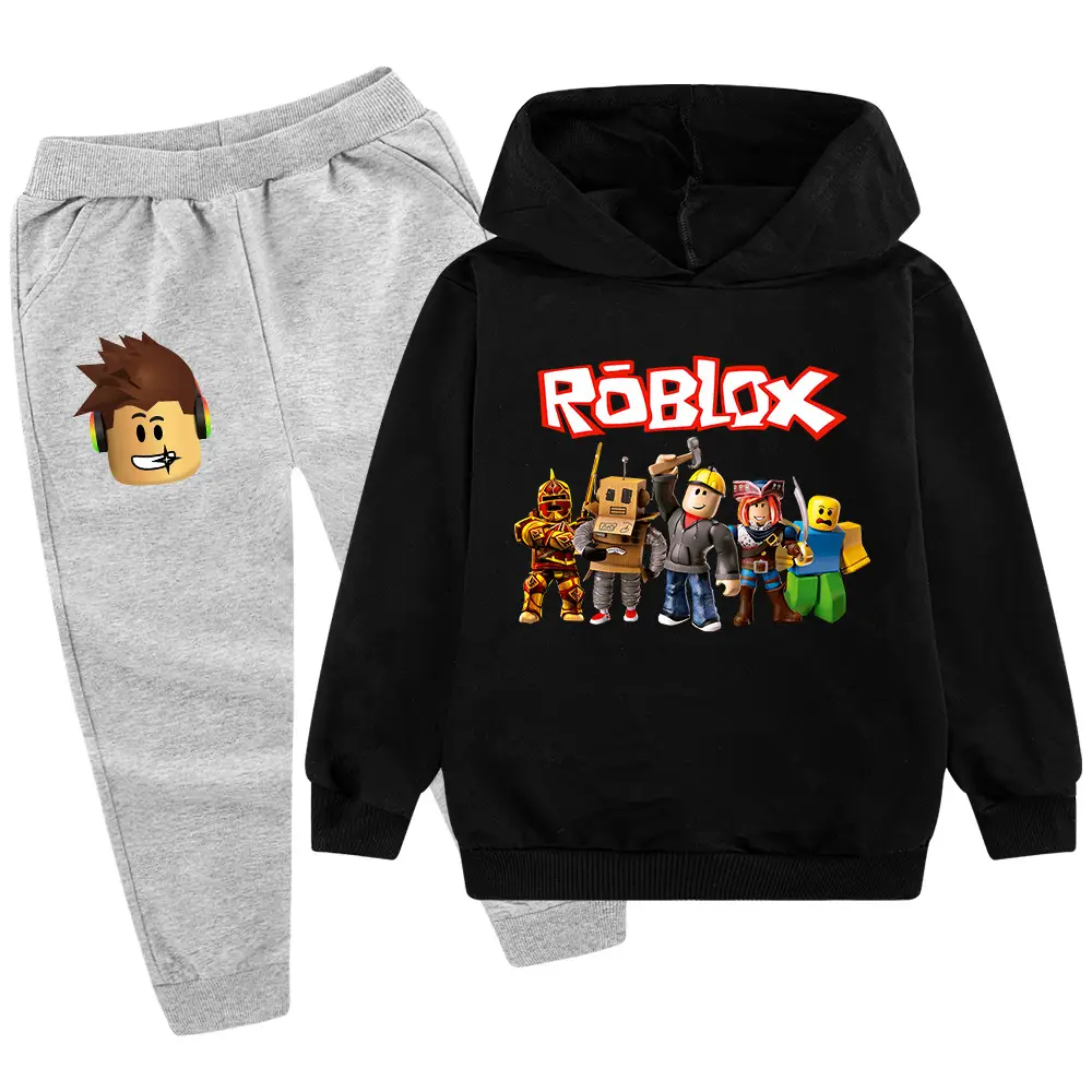 Roblox Kids Hoodie Pants Set Green Black Cartoon Print — feature 16