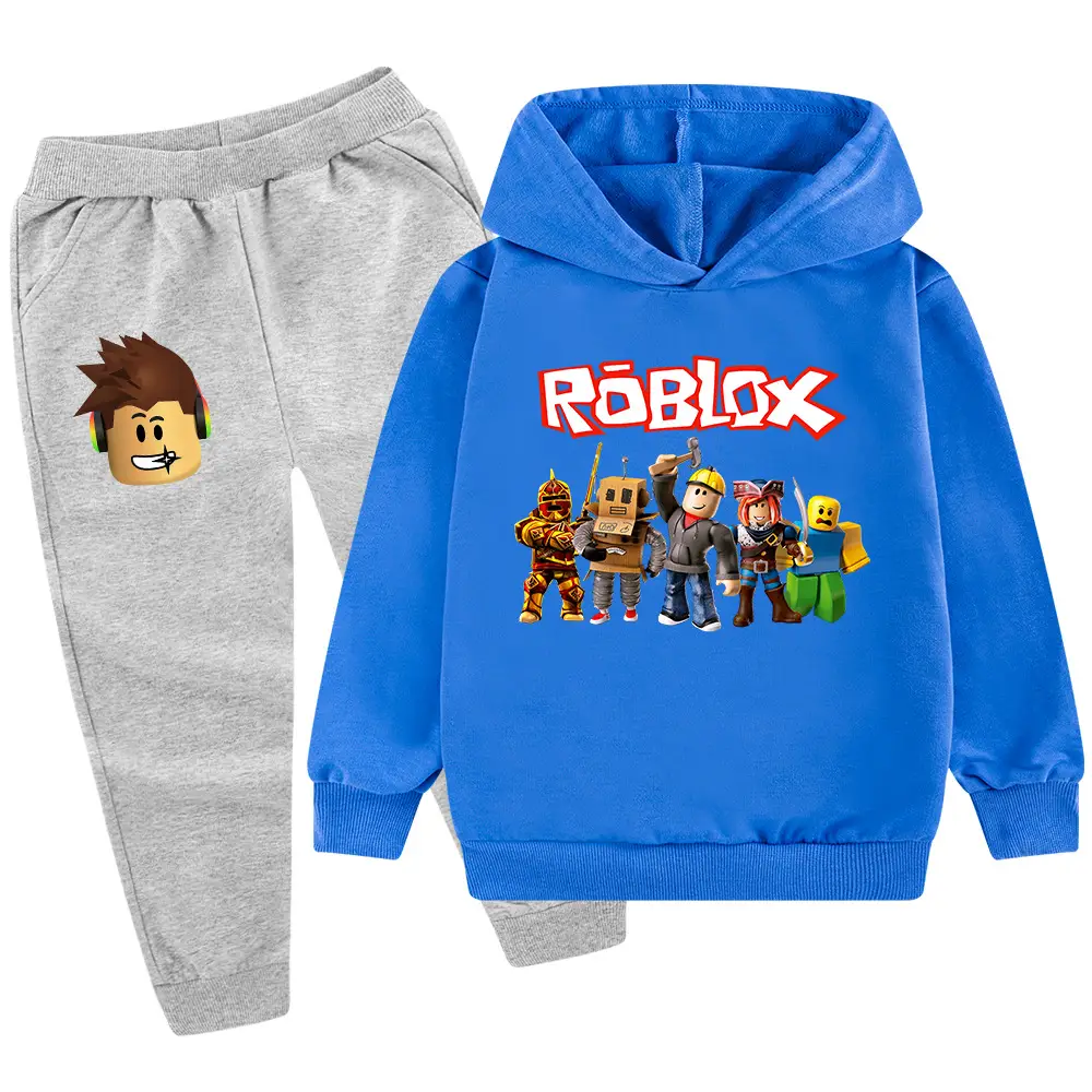 Roblox Kids Hoodie Pants Set Green Black Cartoon Print — feature 17