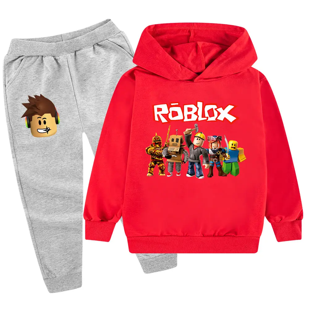 Roblox Kids Hoodie Pants Set Green Black Cartoon Print — feature 18