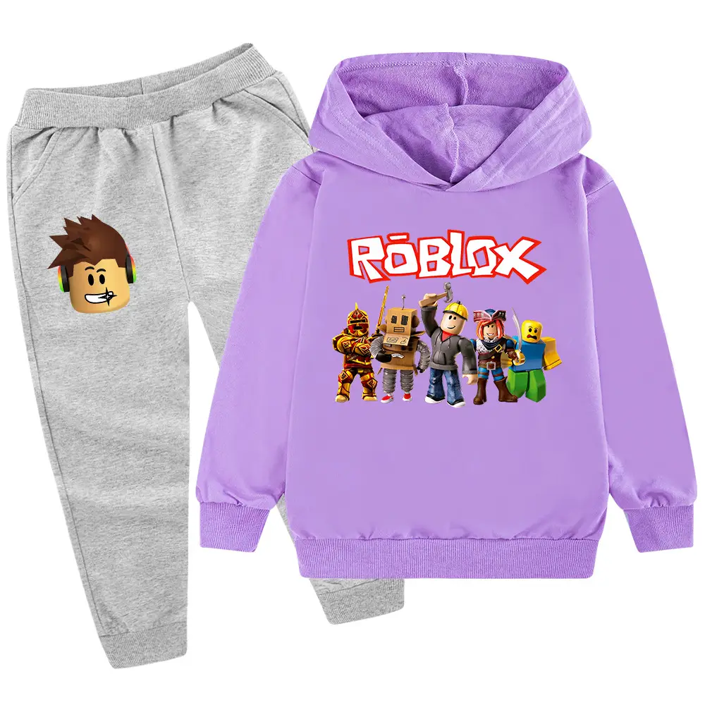 Roblox Kids Hoodie Pants Set Green Black Cartoon Print — feature 21