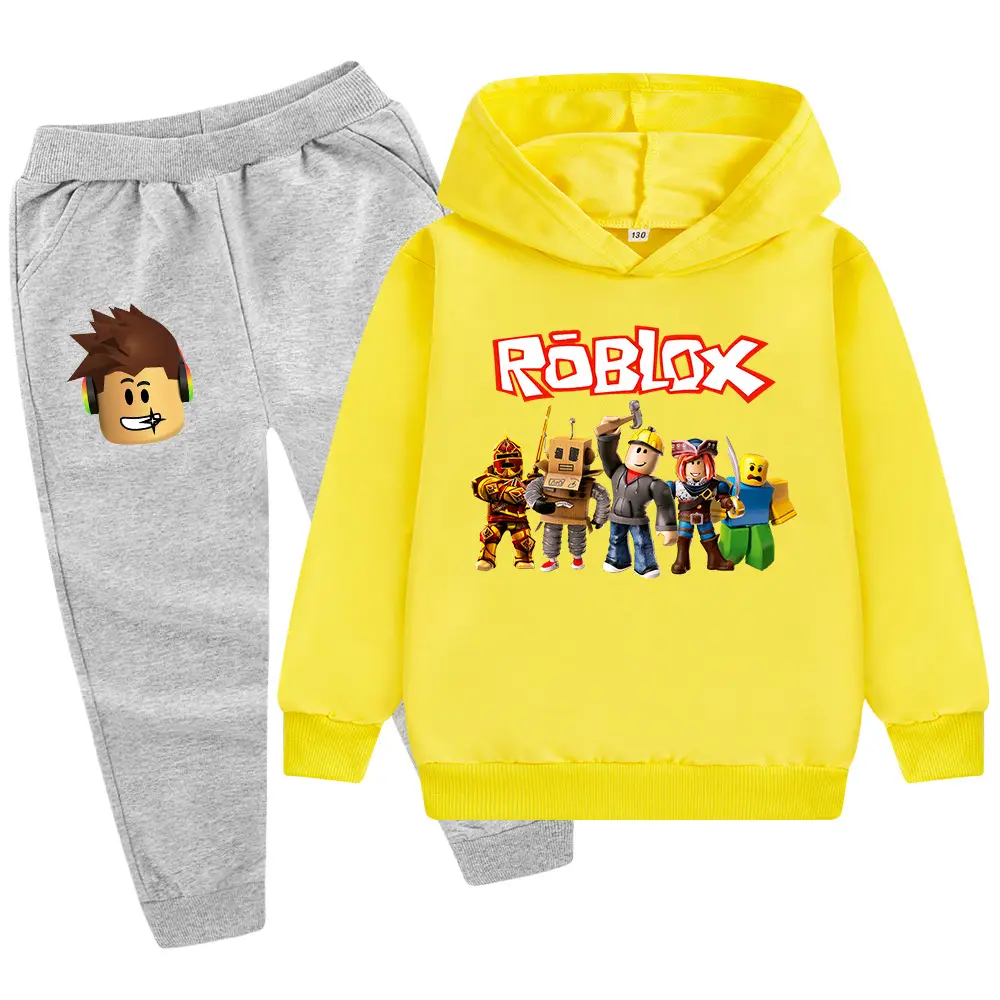 Roblox Kids Hoodie Pants Set Green Black Cartoon Print — feature 22