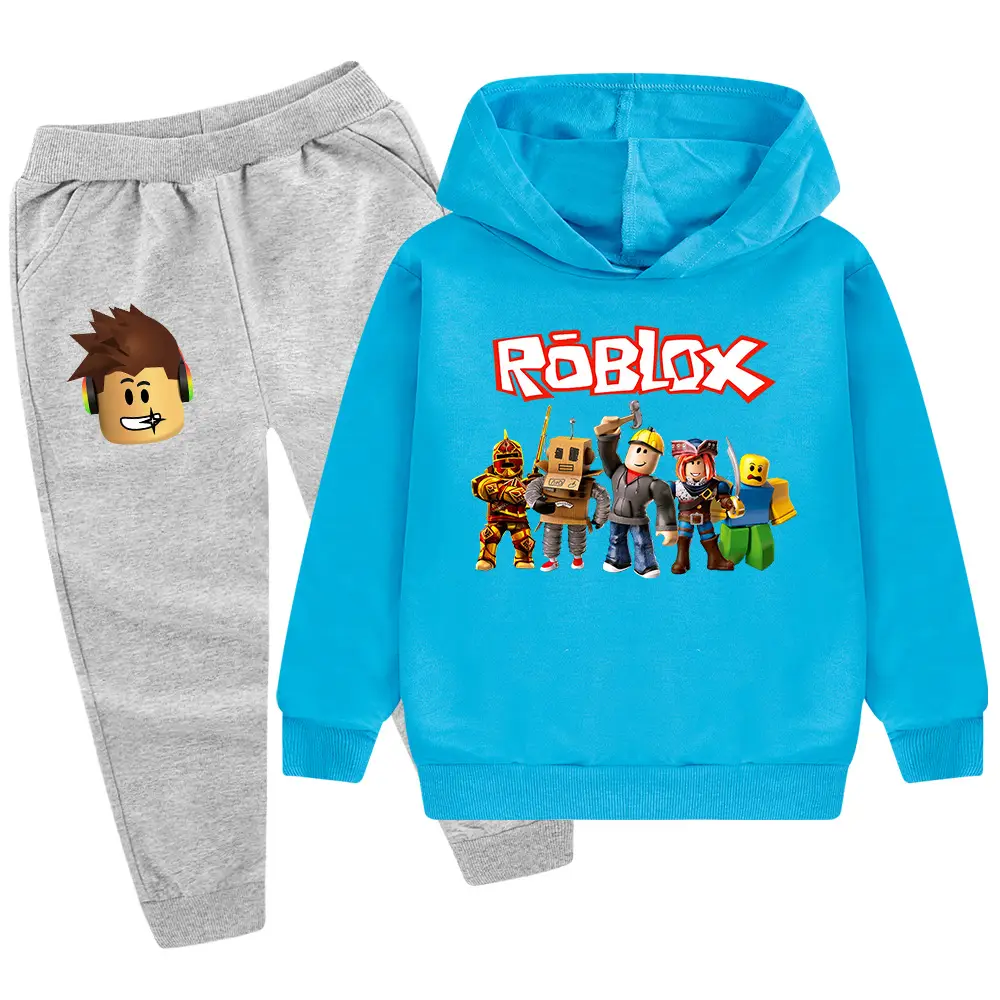 Roblox Kids Hoodie Pants Set Green Black Cartoon Print — feature 23