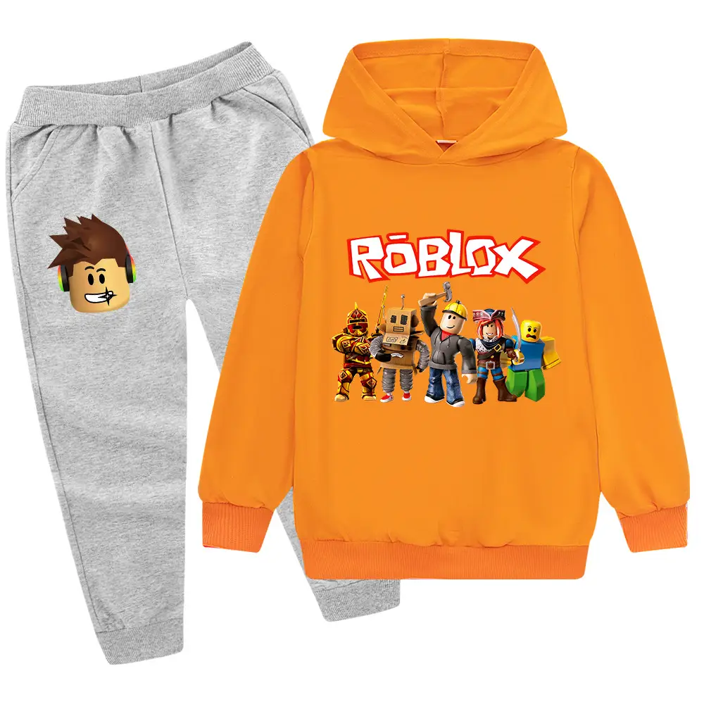 Roblox Kids Hoodie Pants Set Green Black Cartoon Print — feature 24