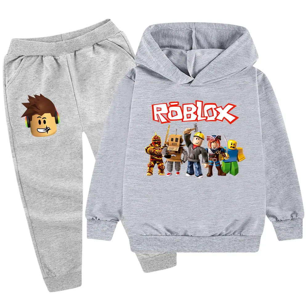 Roblox Kids Hoodie Pants Set Green Black Cartoon Print — feature 27