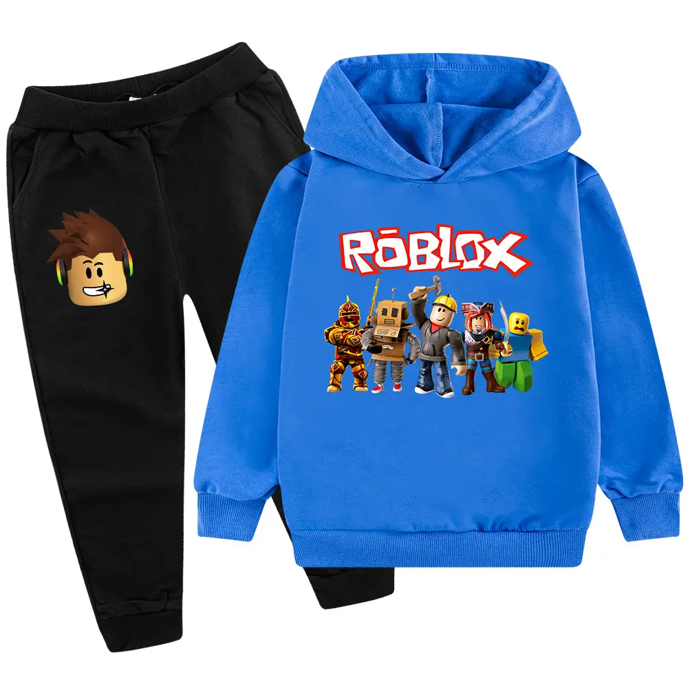 Roblox Kids Hoodie Pants Set Green Black Cartoon Print - Image 2