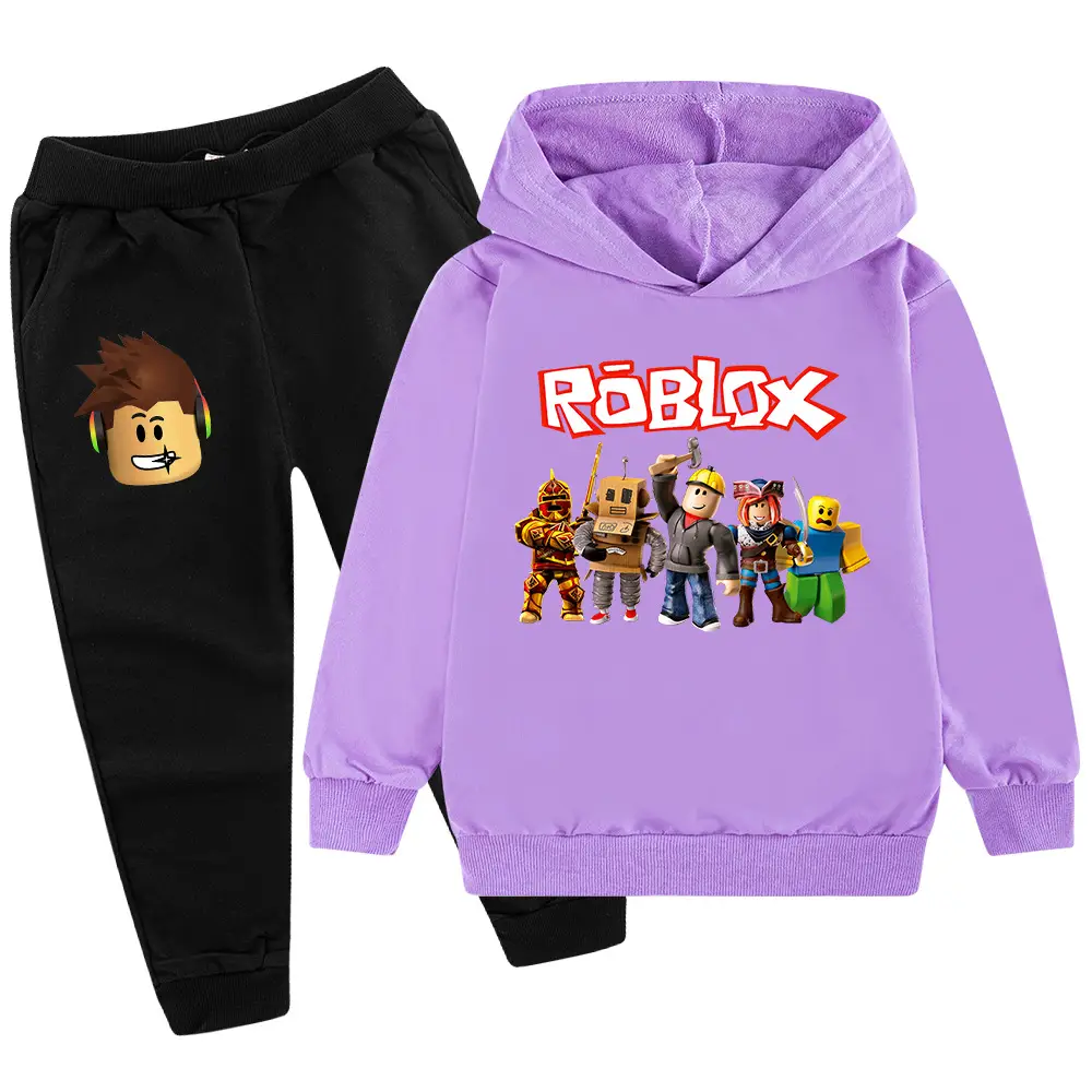 Roblox Kids Hoodie Pants Set Green Black Cartoon Print - Image 6