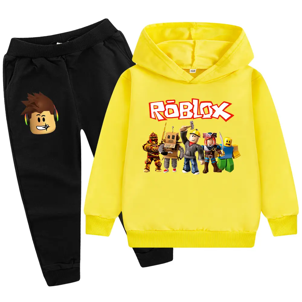 Roblox Kids Hoodie Pants Set Green Black Cartoon Print - Image 7