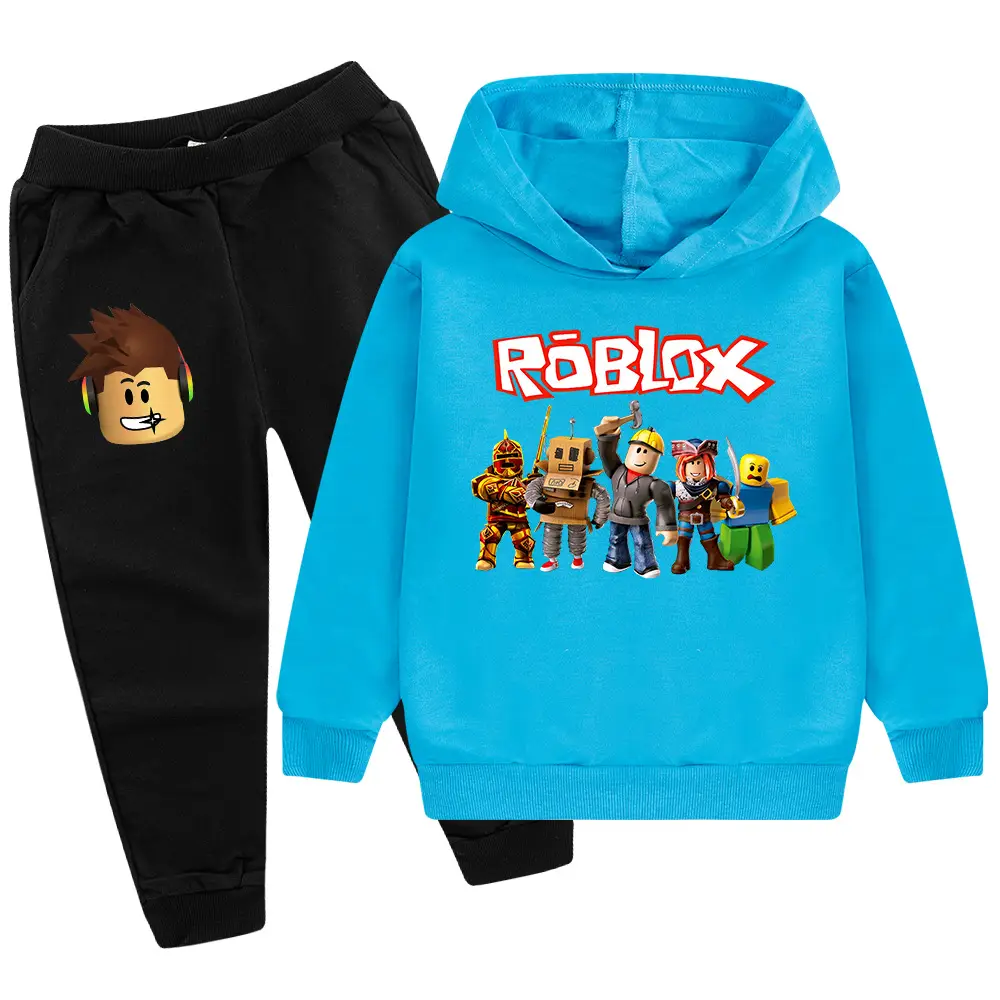 Roblox Kids Hoodie Pants Set Green Black Cartoon Print - Image 8