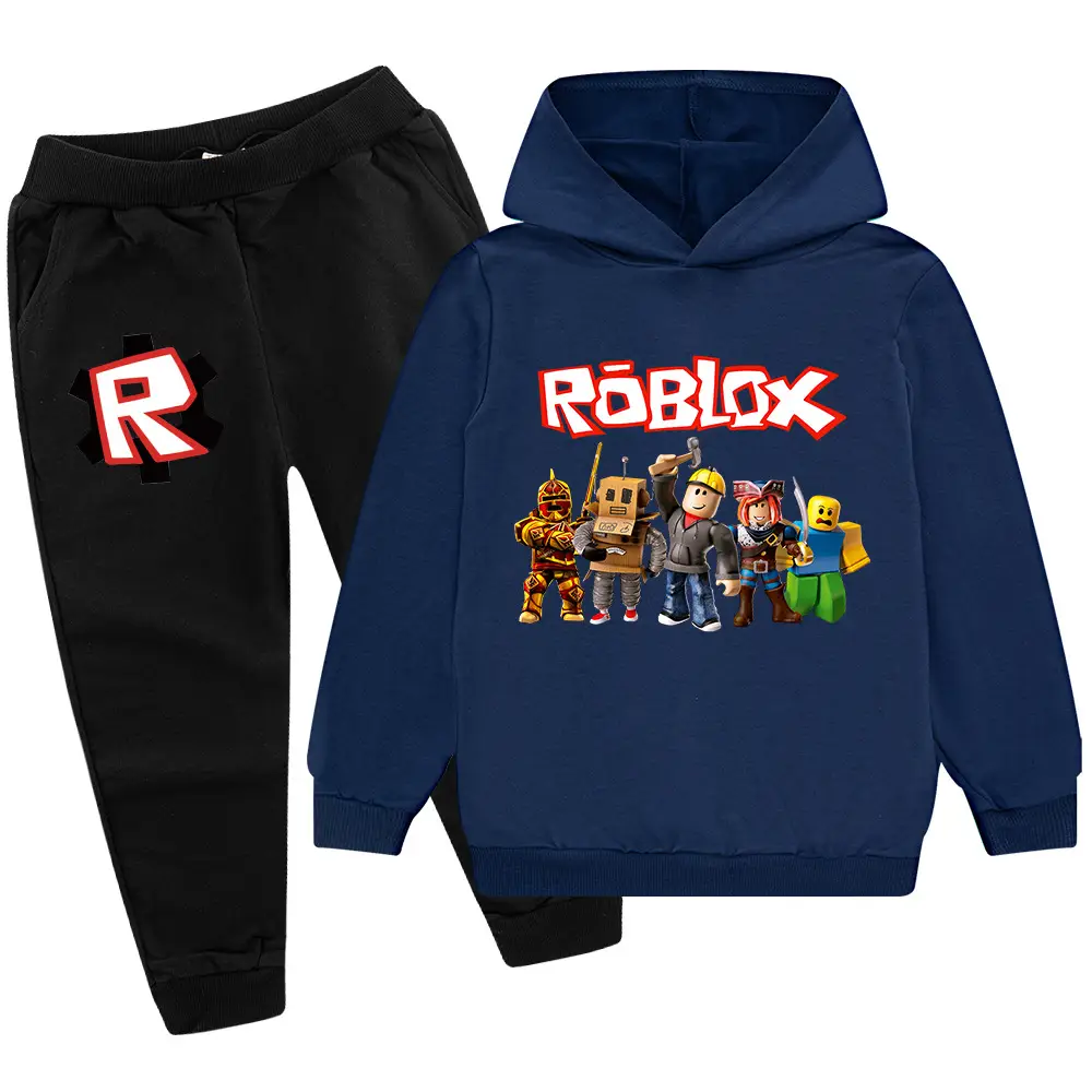 Roblox Kids Hoodie Pants Set Pink Grey - Image 4