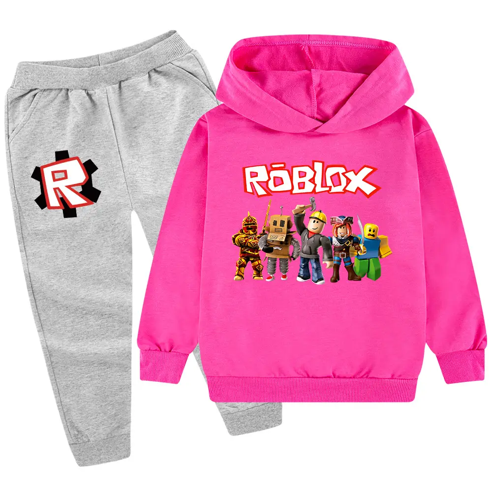 Roblox Kids Hoodie Pants Set Pink Grey - Image 15