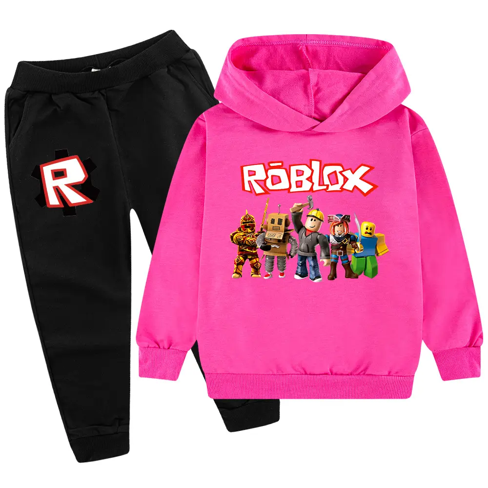Roblox Kids Hoodie Pants Set Pink Grey - Image 11