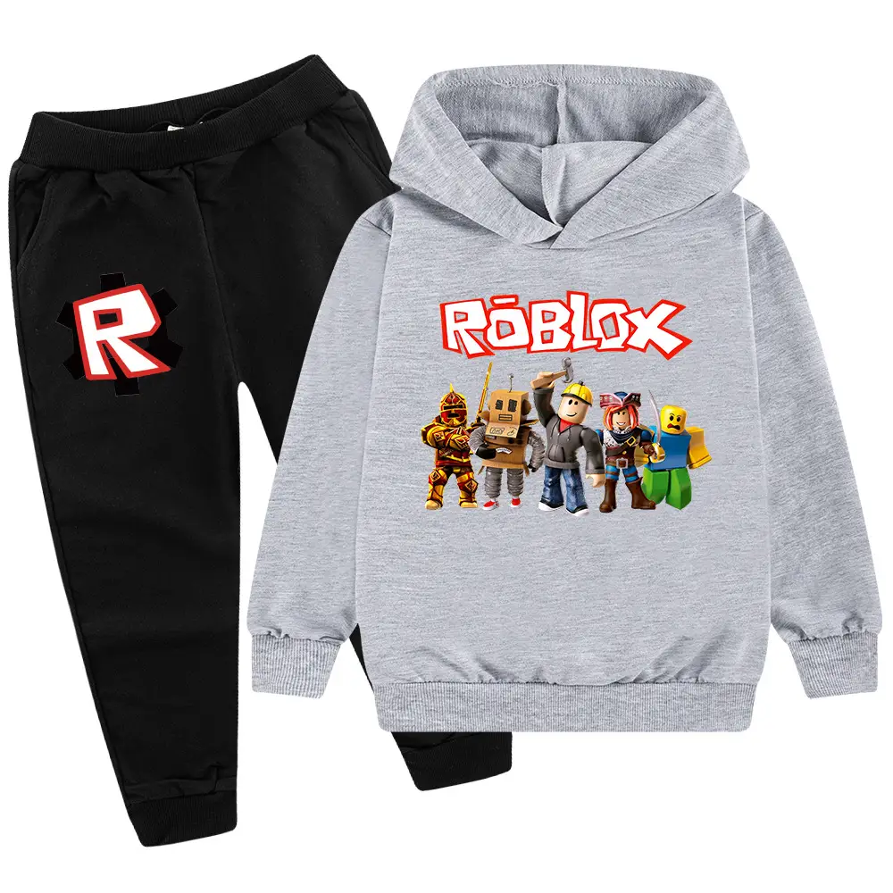 Roblox Kids Hoodie Pants Set Pink Grey - Image 12