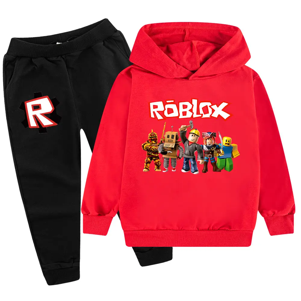 Roblox Kids Hoodie Pants Set Pink Grey - Image 3