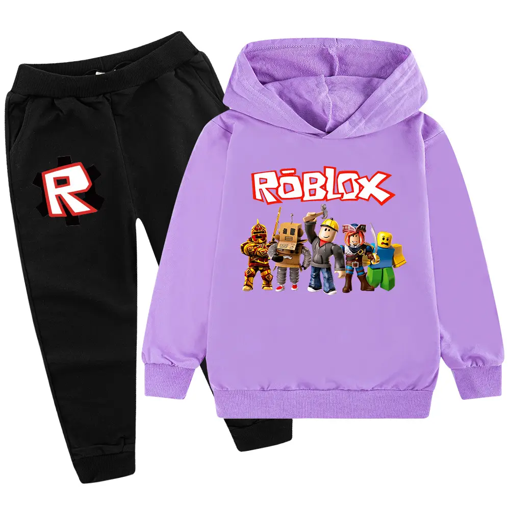 Roblox Kids Hoodie Pants Set Pink Grey - Image 6