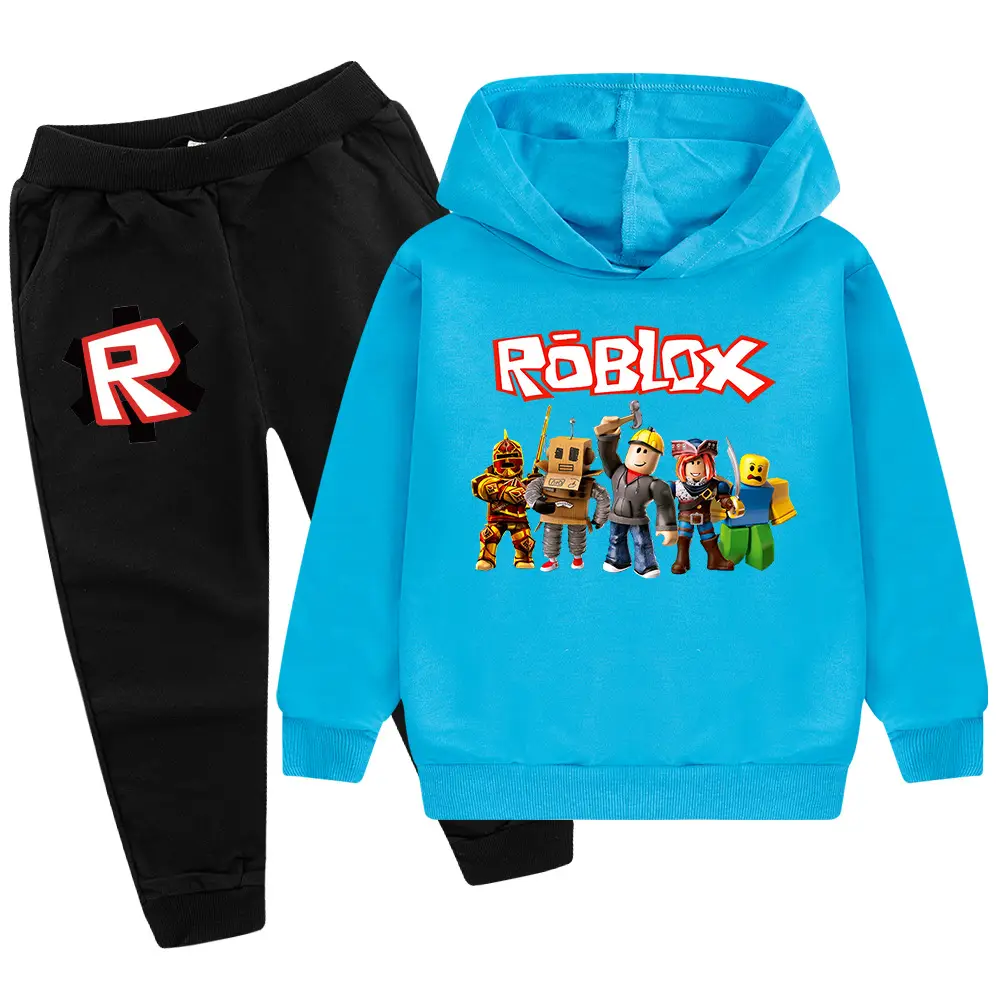 Roblox Kids Hoodie Pants Set Pink Grey - Image 8