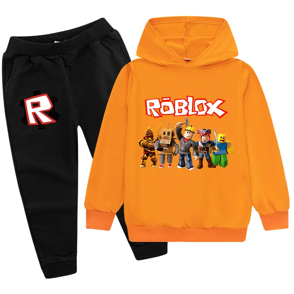 Roblox Kids Hoodie Pants Set Pink Grey - Image 9