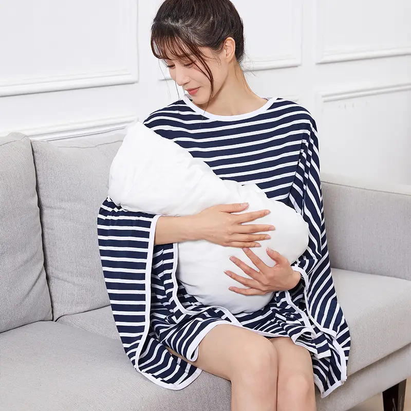 Cotton Striped Breastfeeding Shawl Spring Autumn Cover - Image 3