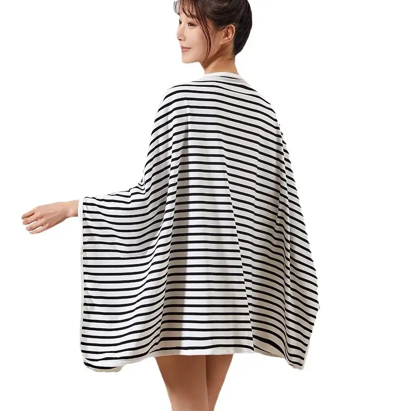 Cotton Striped Breastfeeding Shawl Spring Autumn Cover - Image 6