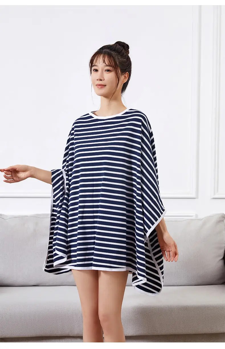 Cotton Striped Breastfeeding Shawl Spring Autumn Cover — feature 12