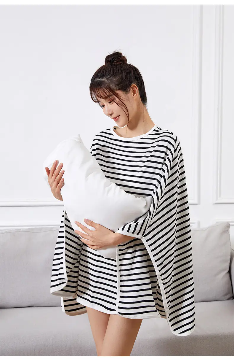 Cotton Striped Breastfeeding Shawl Spring Autumn Cover — feature 18