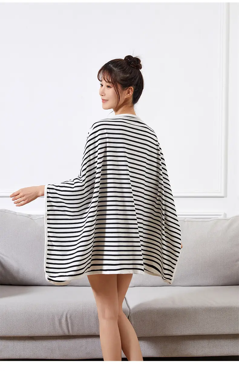 Cotton Striped Breastfeeding Shawl Spring Autumn Cover — feature 21