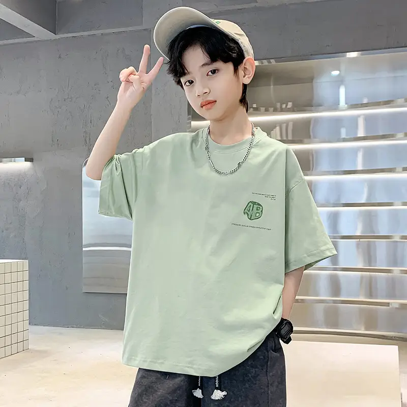 Boys Half Sleeve Printed T-Shirt Light Green Mid Size - Image 3
